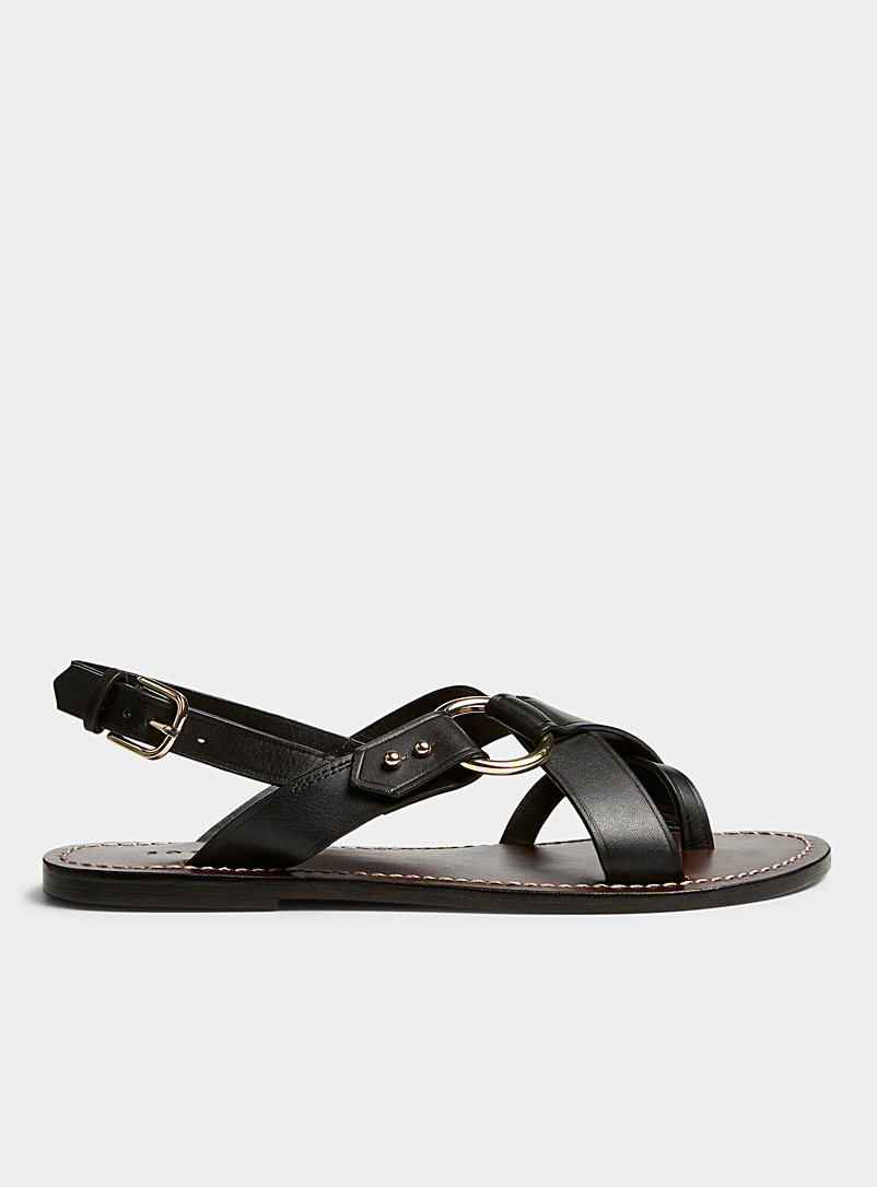 SOEUR Black Florence metallic-ring crossed-strap sandals Women for women