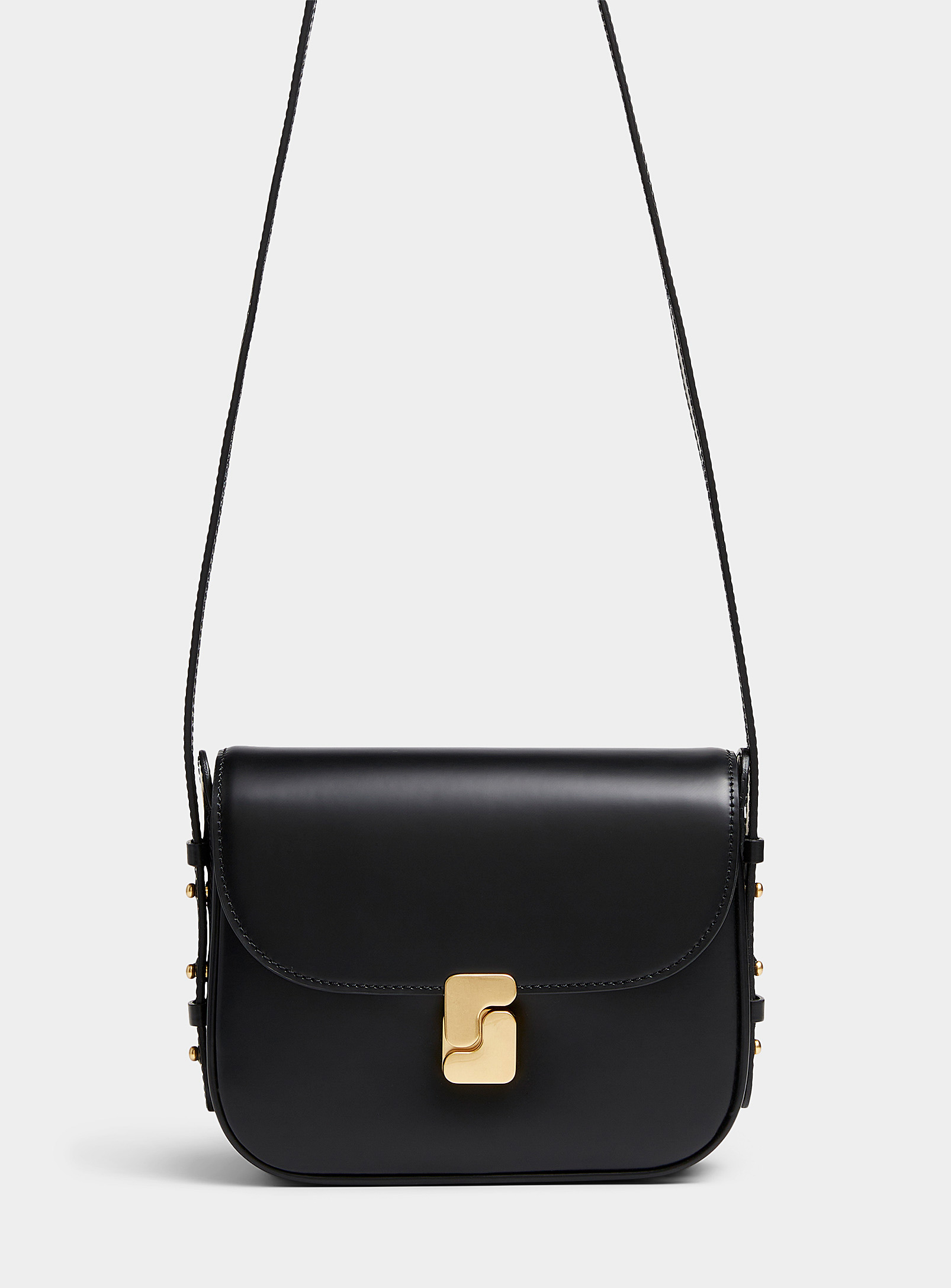 Soeur Bellissima Leather Mini Saddle Bag In Black