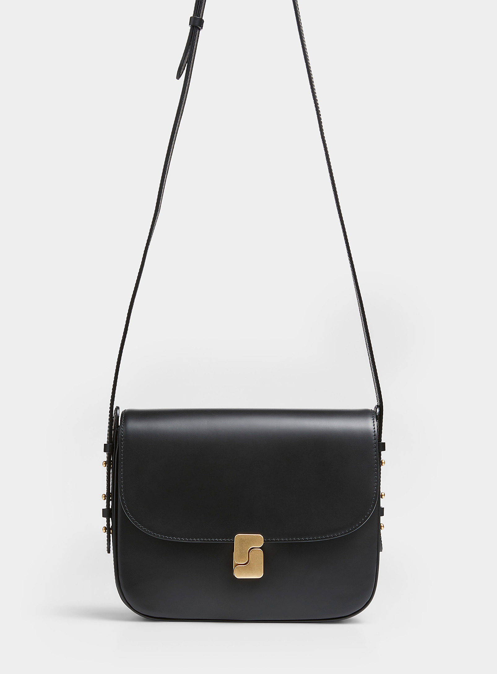 Soeur Bellissima Leather Saddle Bag In Black