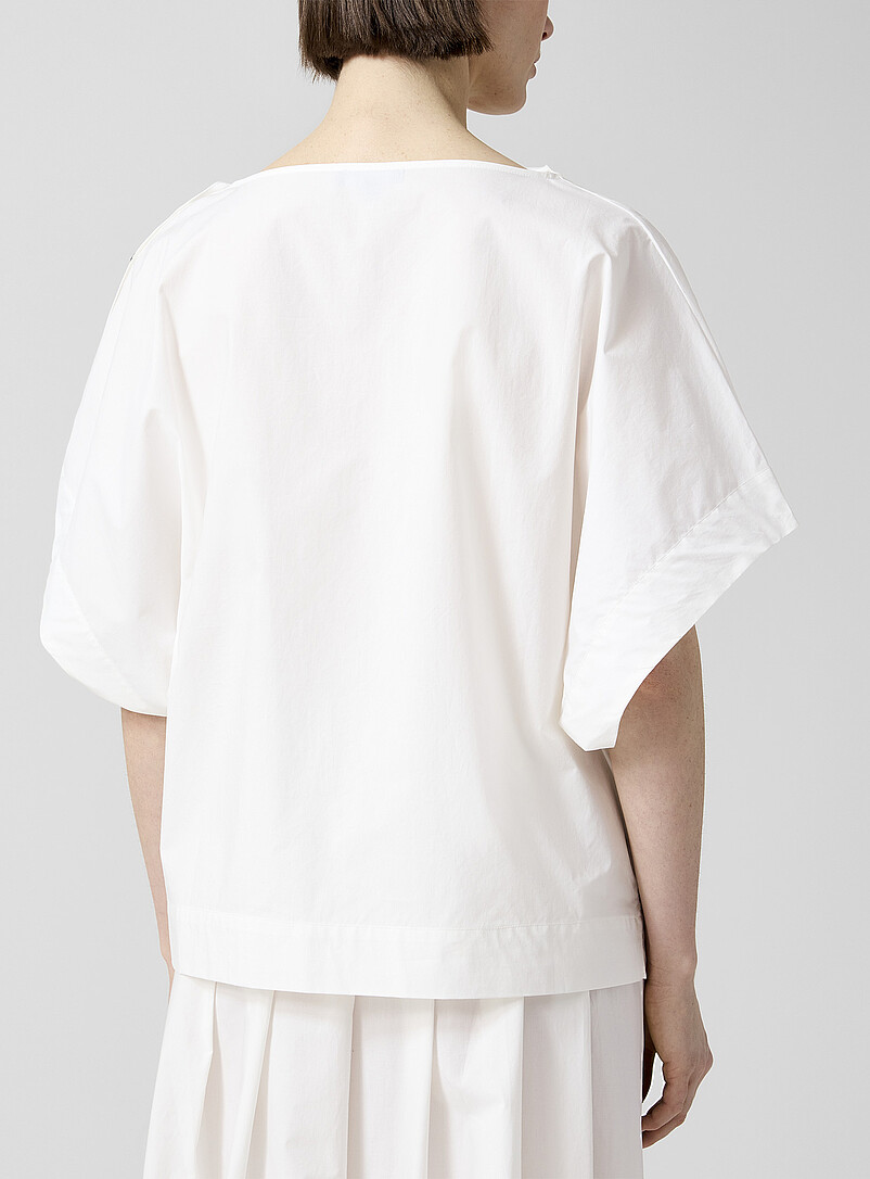 Draped-point collar loose poplin blouse product image 3