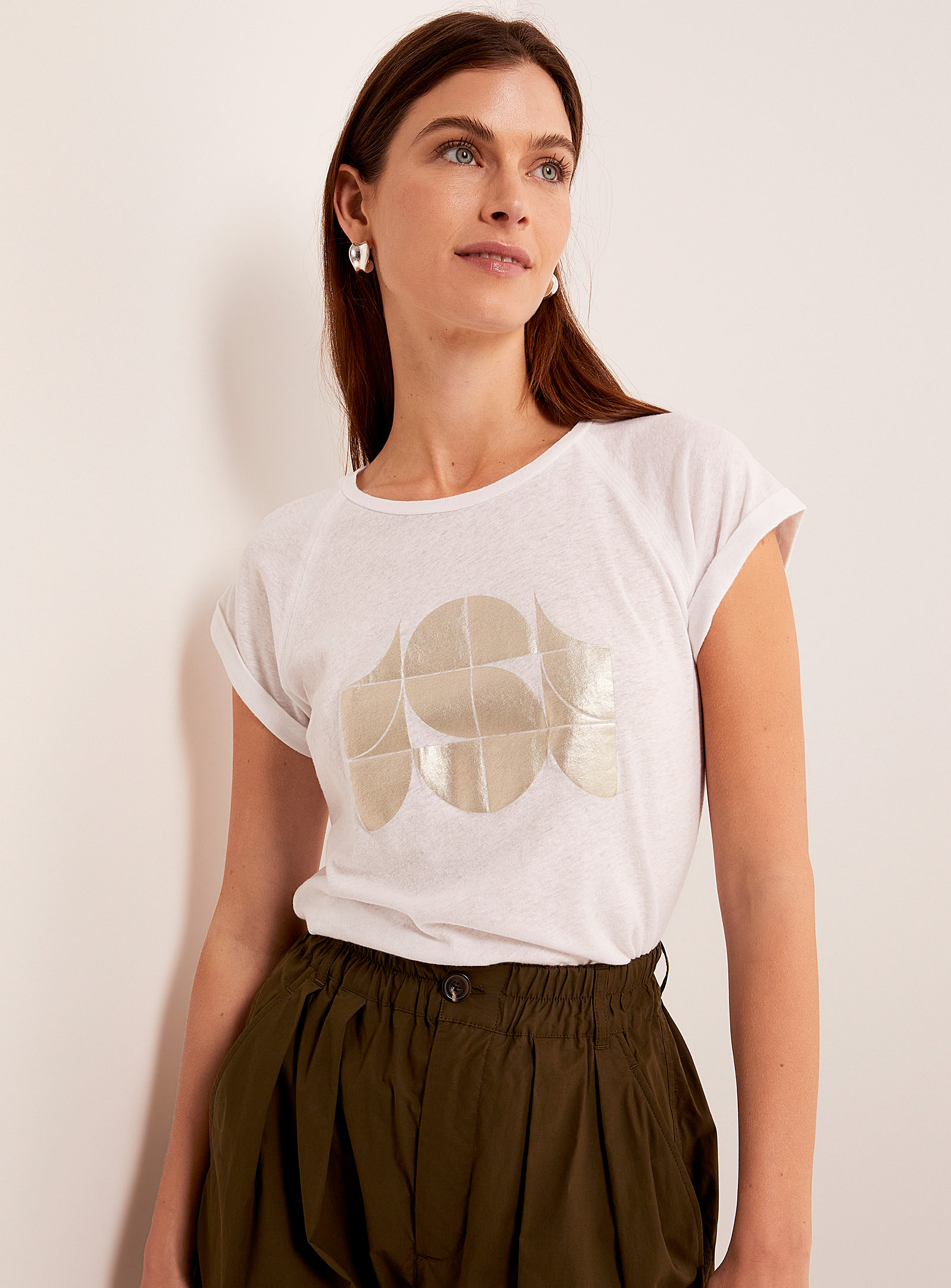 Soeur Valentina Metallized Monogram T-shirt In White
