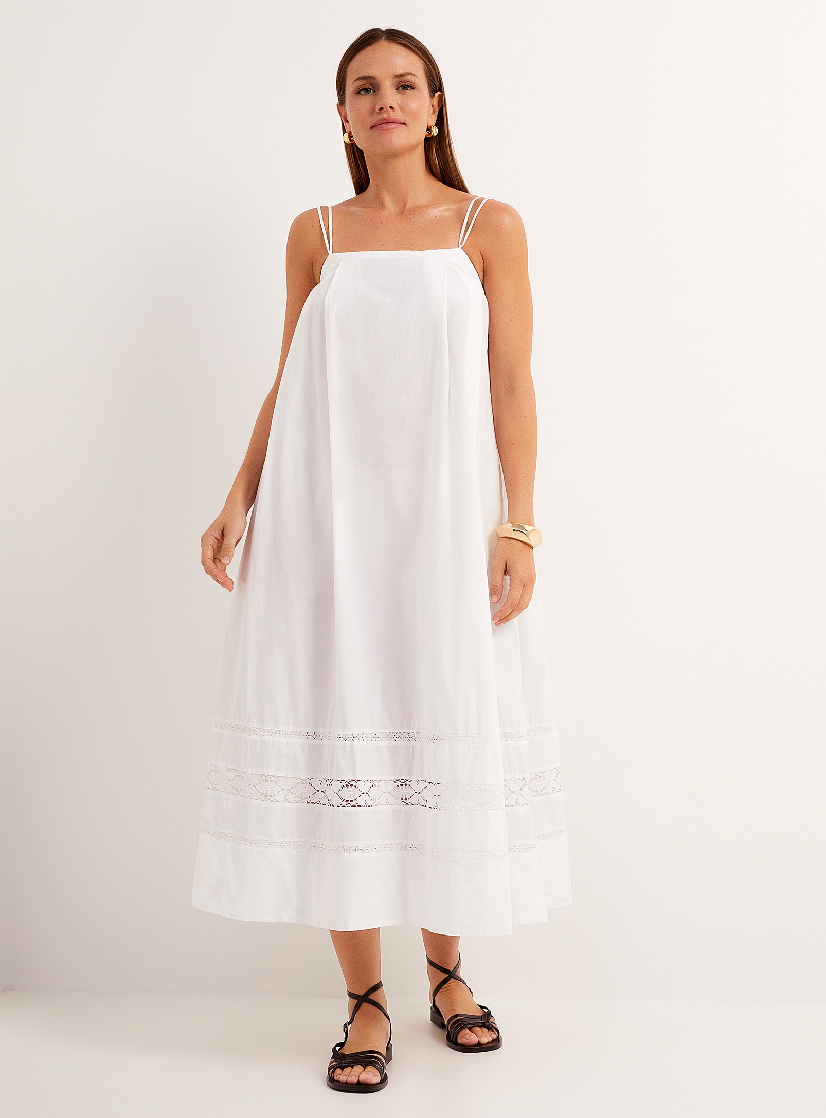 Shop Soeur Avignon Lace Edging Trapeze Dress In White