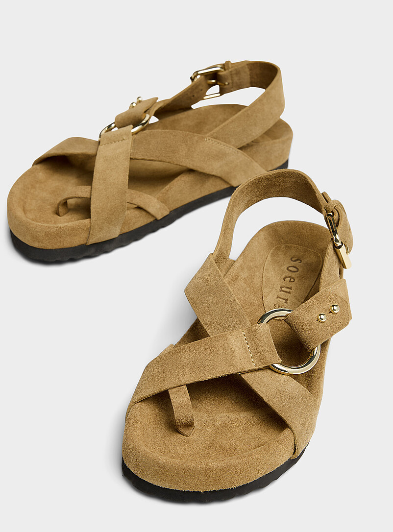 Mexico Crisscross Straps Suede Sandals Women