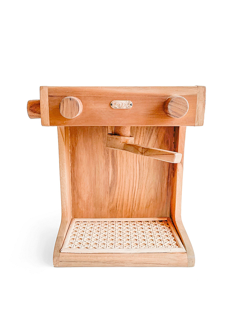 Poppie: La machine à café jouet en bois Bois brun pâle