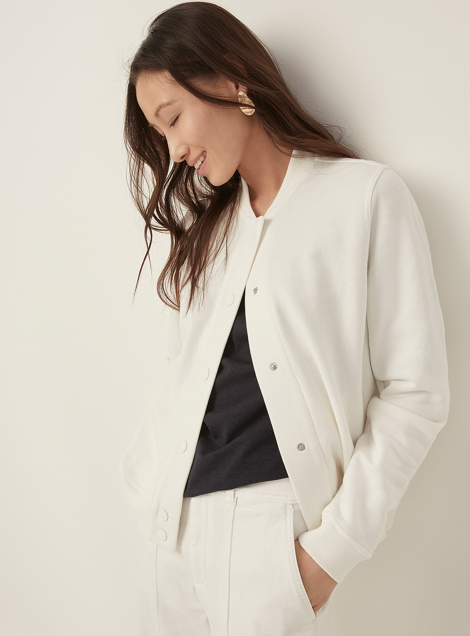 Contemporaine French Terry Bomber Jacket In White