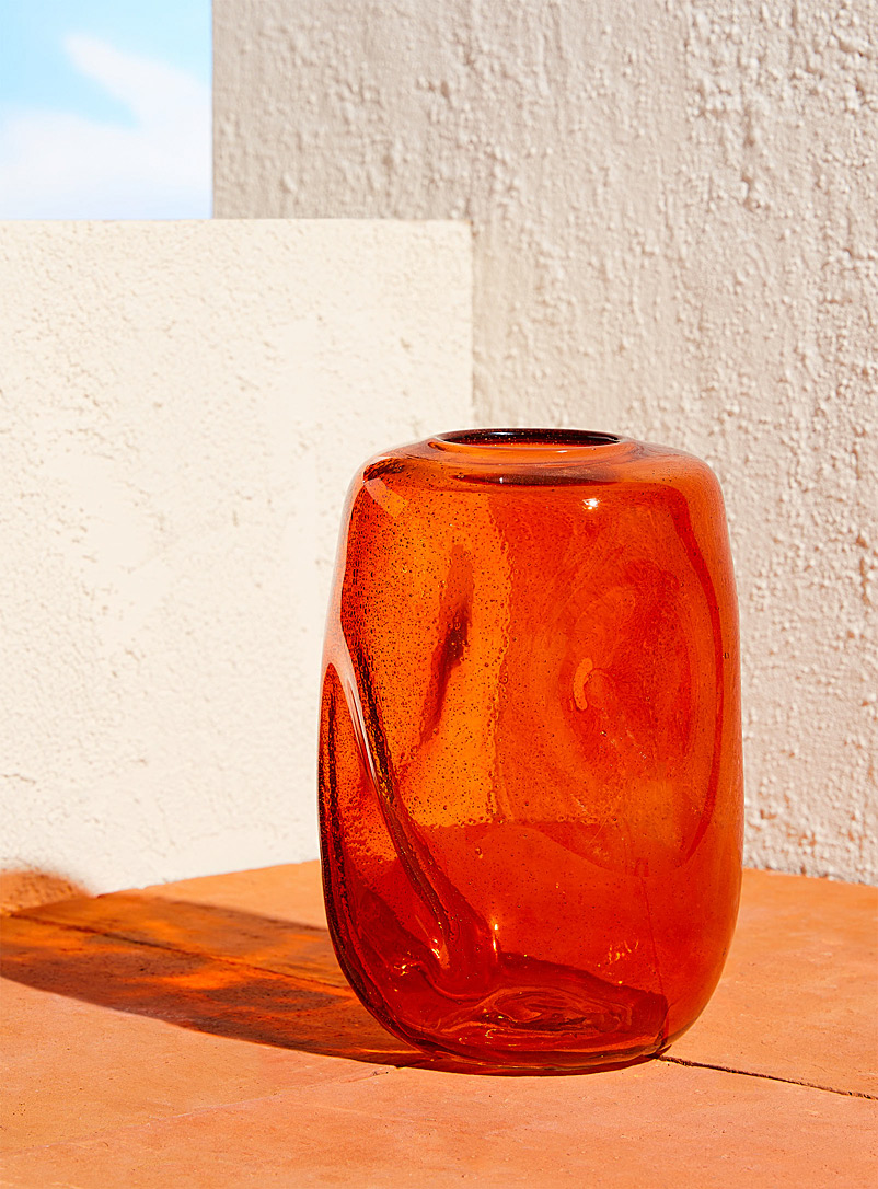 &klevering Citrus/Bright Orange Tinted glass bubble vase