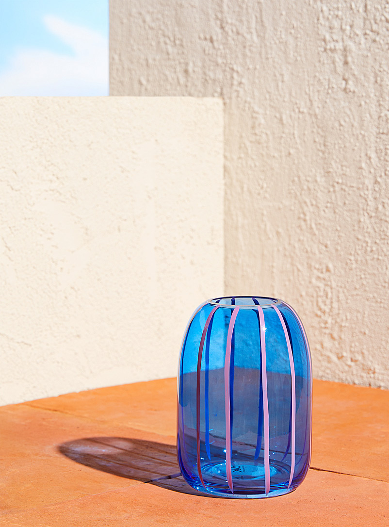 &klevering Blue Blue stripes glass vase