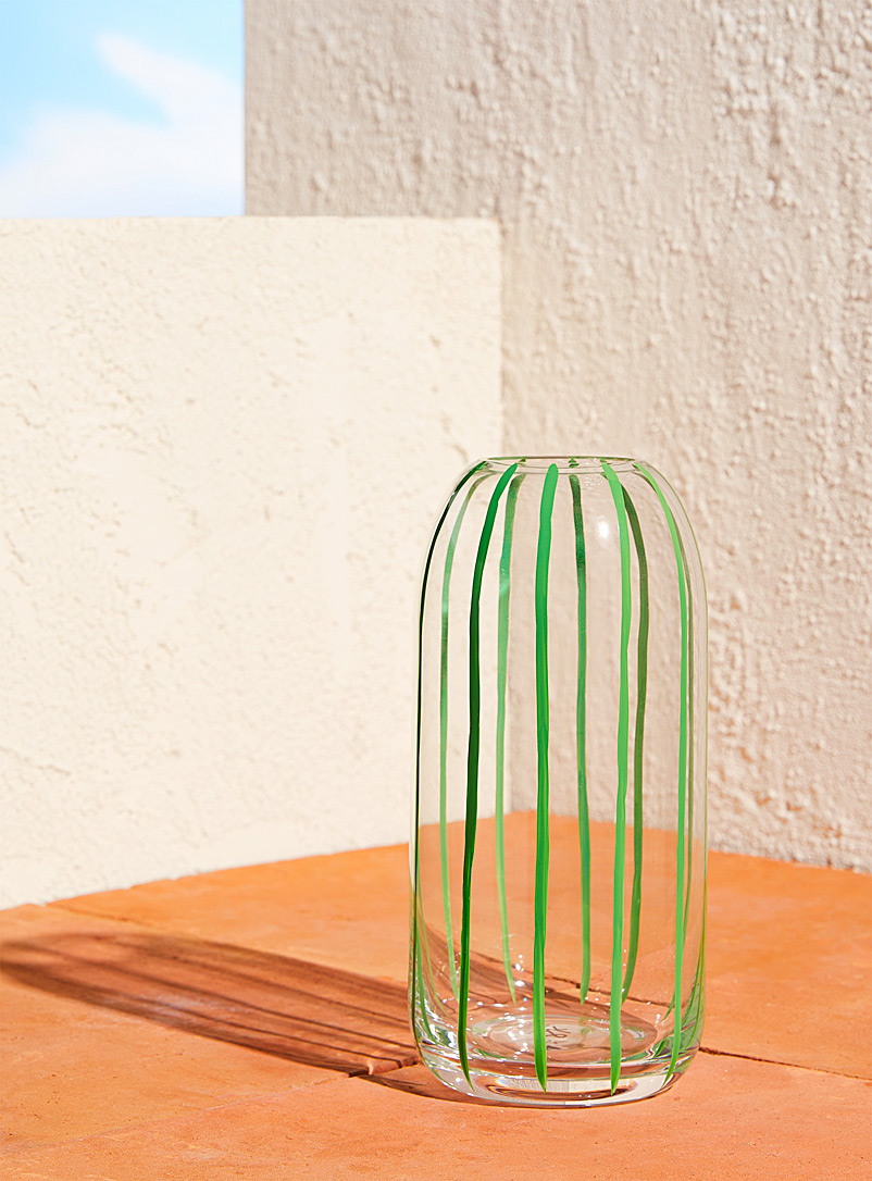 &klevering Assorted Green stripes glass vase
