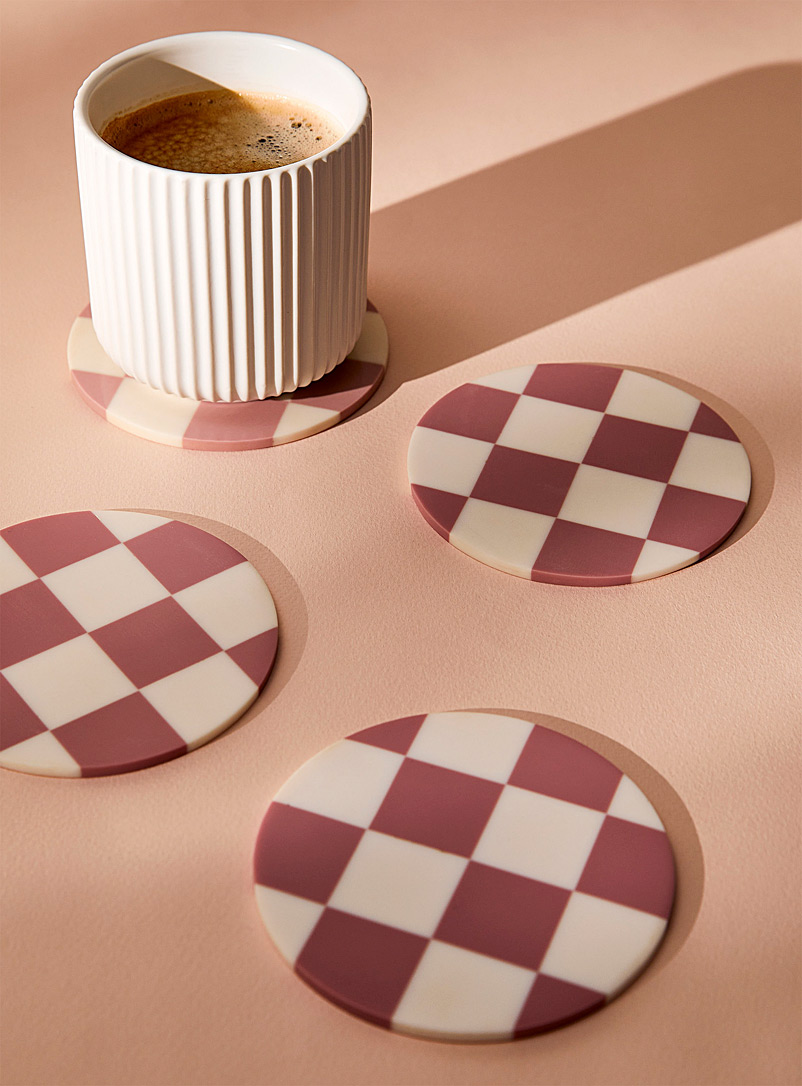 &klevering Pink Pink checkerboard pattern coasters Set of 4