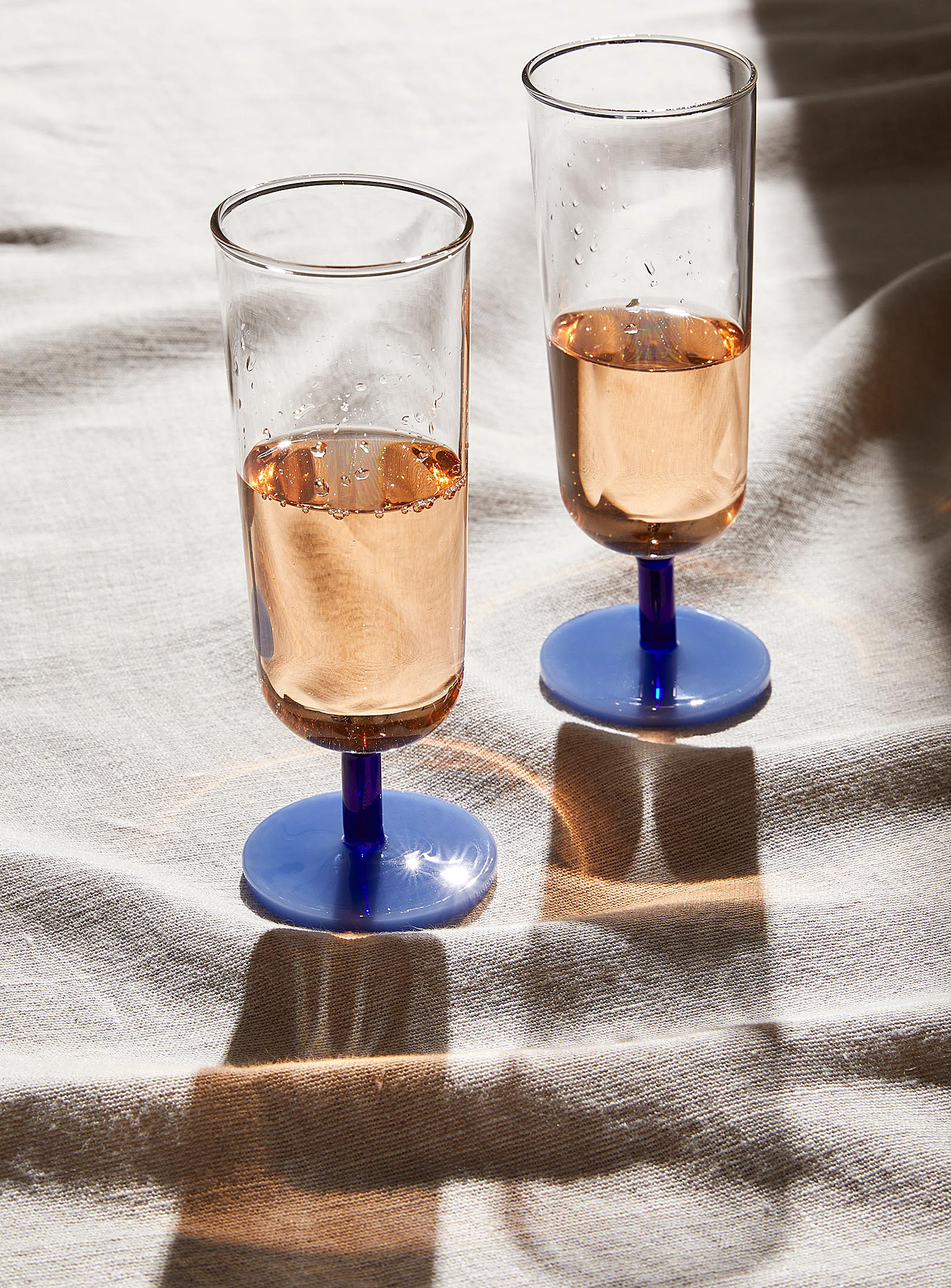 &klevering Blue Accent Champagne Flutes Set Of 2 In Assorted