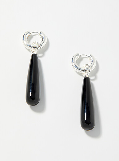 Long onyx-charm earrings