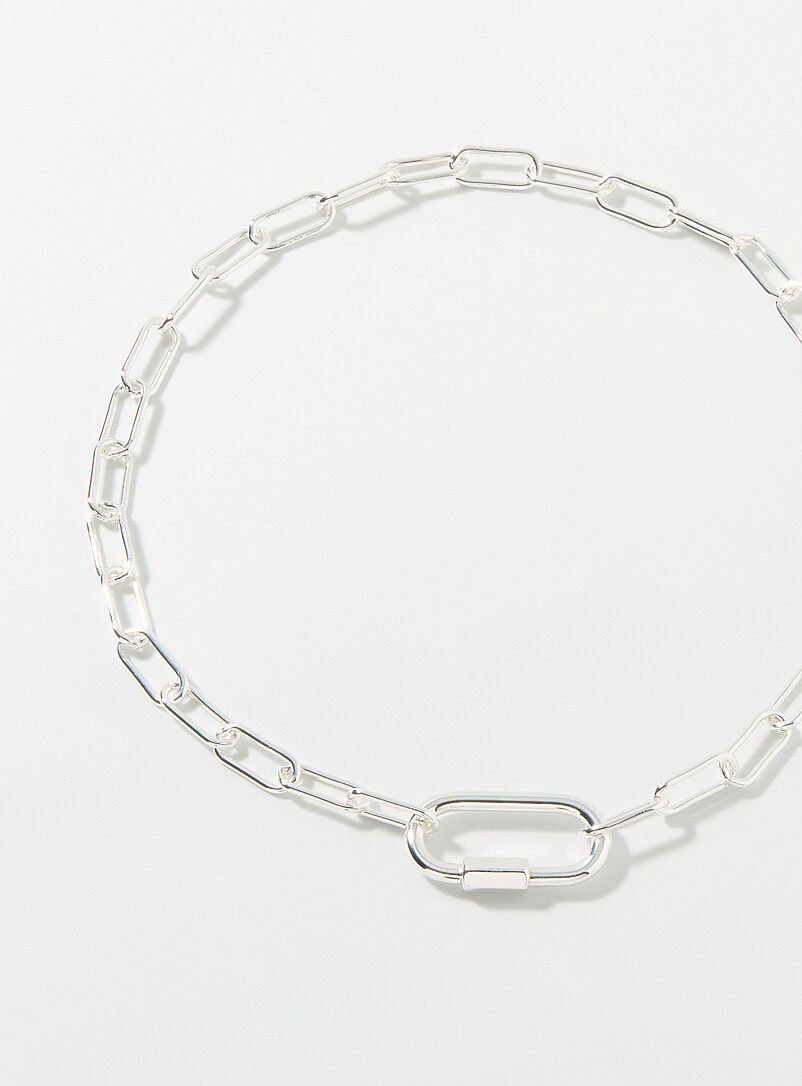 Mademoiselle Jules Silver XL snap hook paperclip chain for women