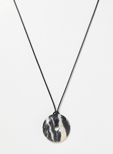 Zebra jasper donut stone cord necklace