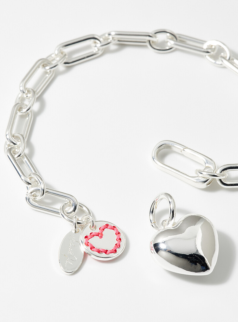 Mademoiselle Jules: Le bracelet mailles trombone c&oelig;ur argent&eacute; Argent pour femme