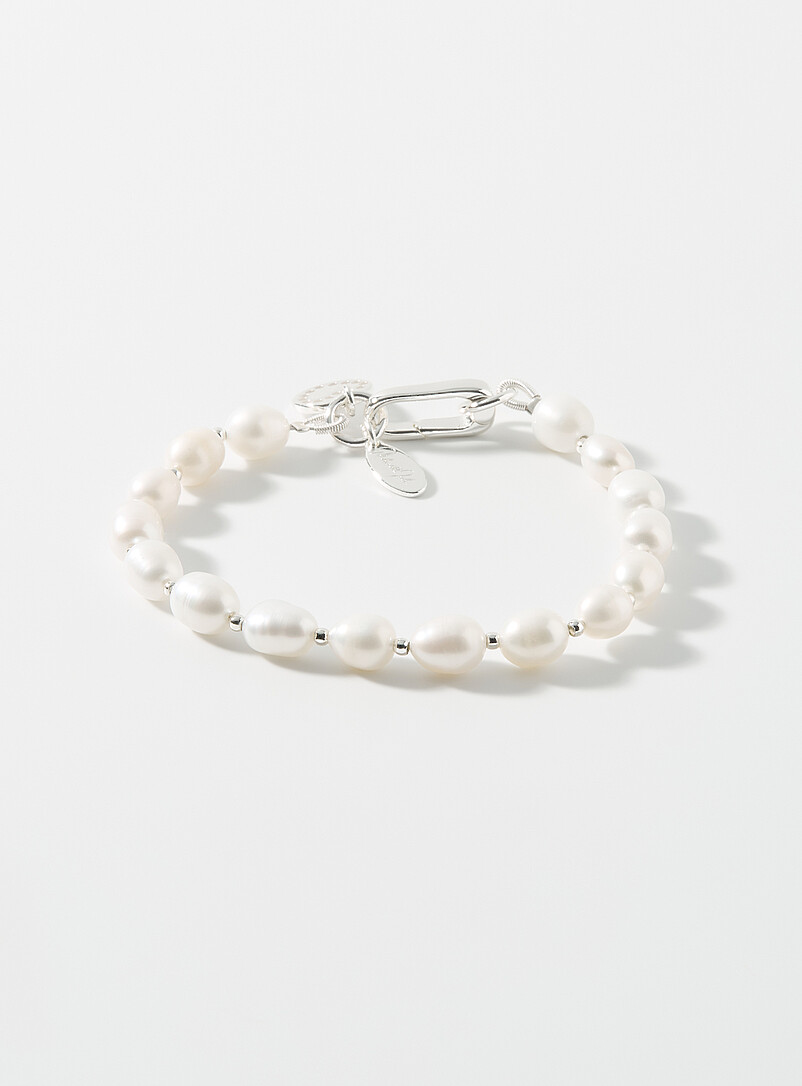 Handmade Pearl Elastic Bead Bracelet – Silver Stacker, Unbranded, Made In Devon