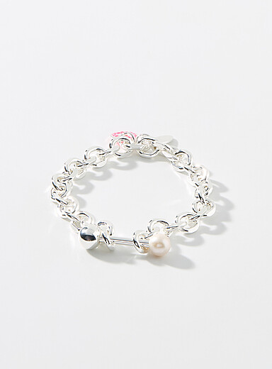 Le bracelet argent&eacute; fermoir tige deux boules