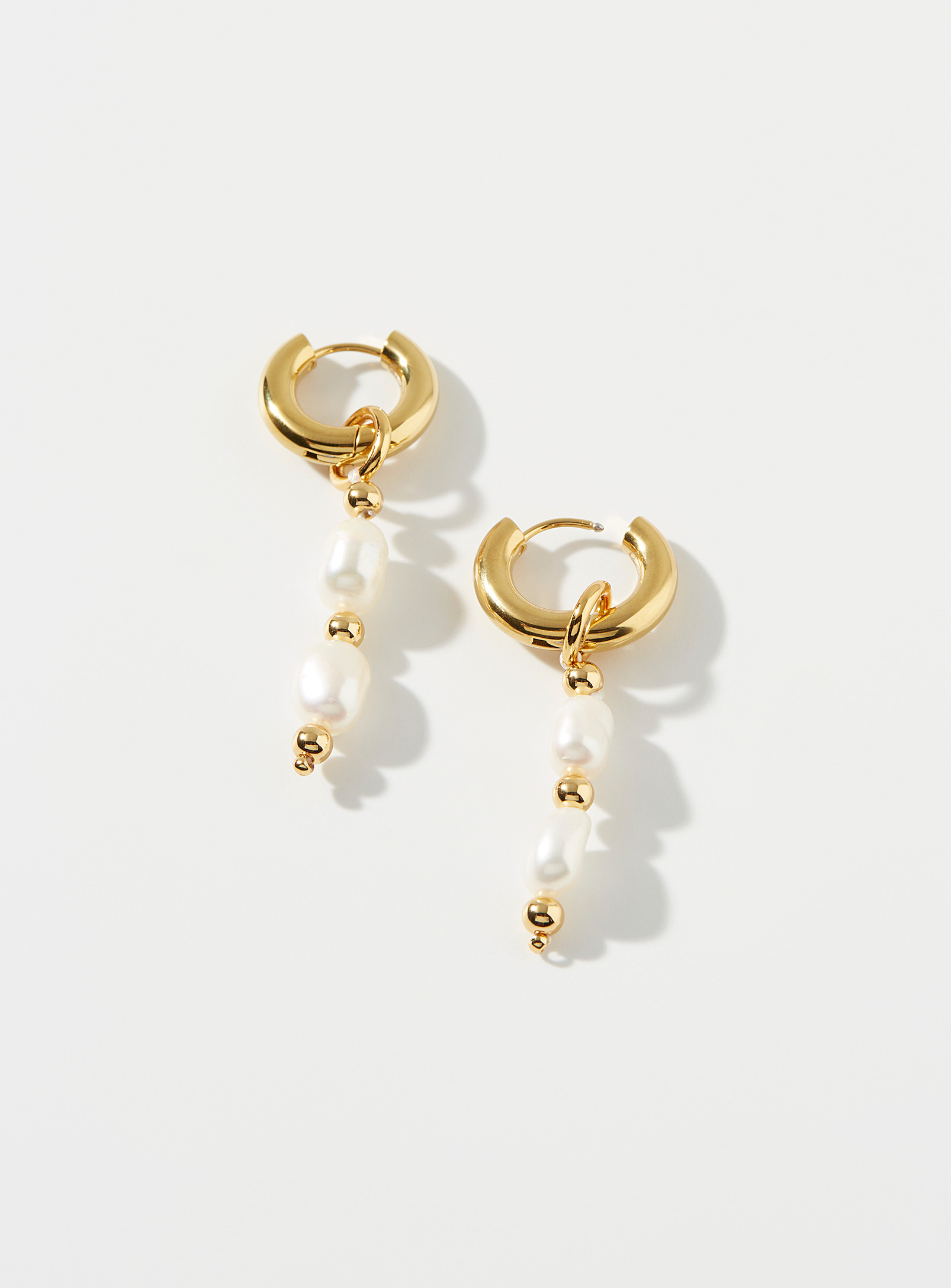 Mademoiselle Jules - Women's Lining double pearl earrings