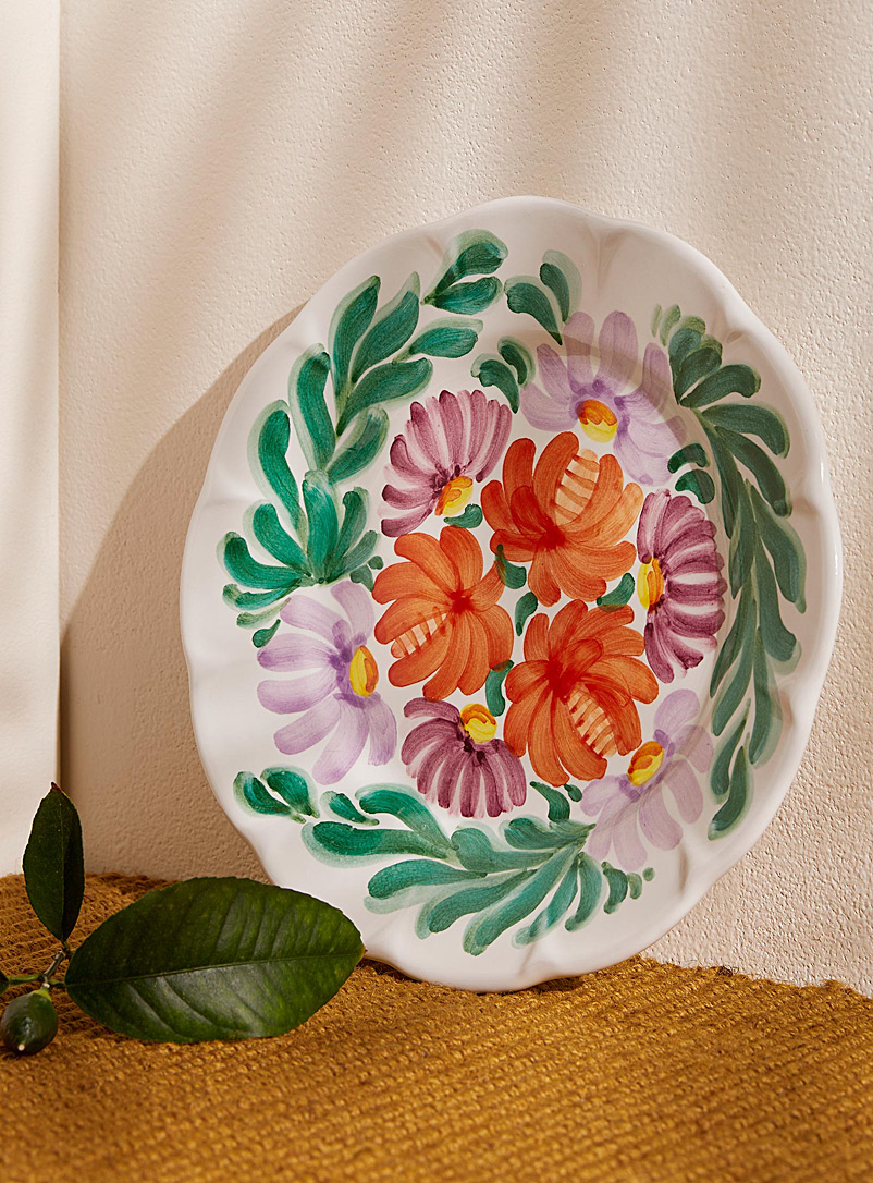 Popolo: L'assiette fleurs peinturées Blanc à motifs