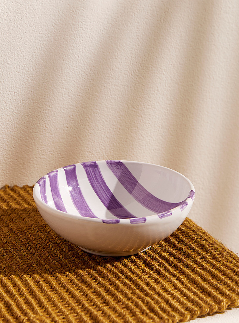 Popolo Patterned White Purple stripes small bowl