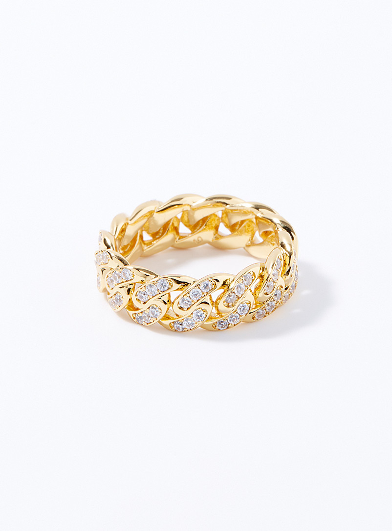 The Gold Gods Gold Crystal Cuban link ring for men
