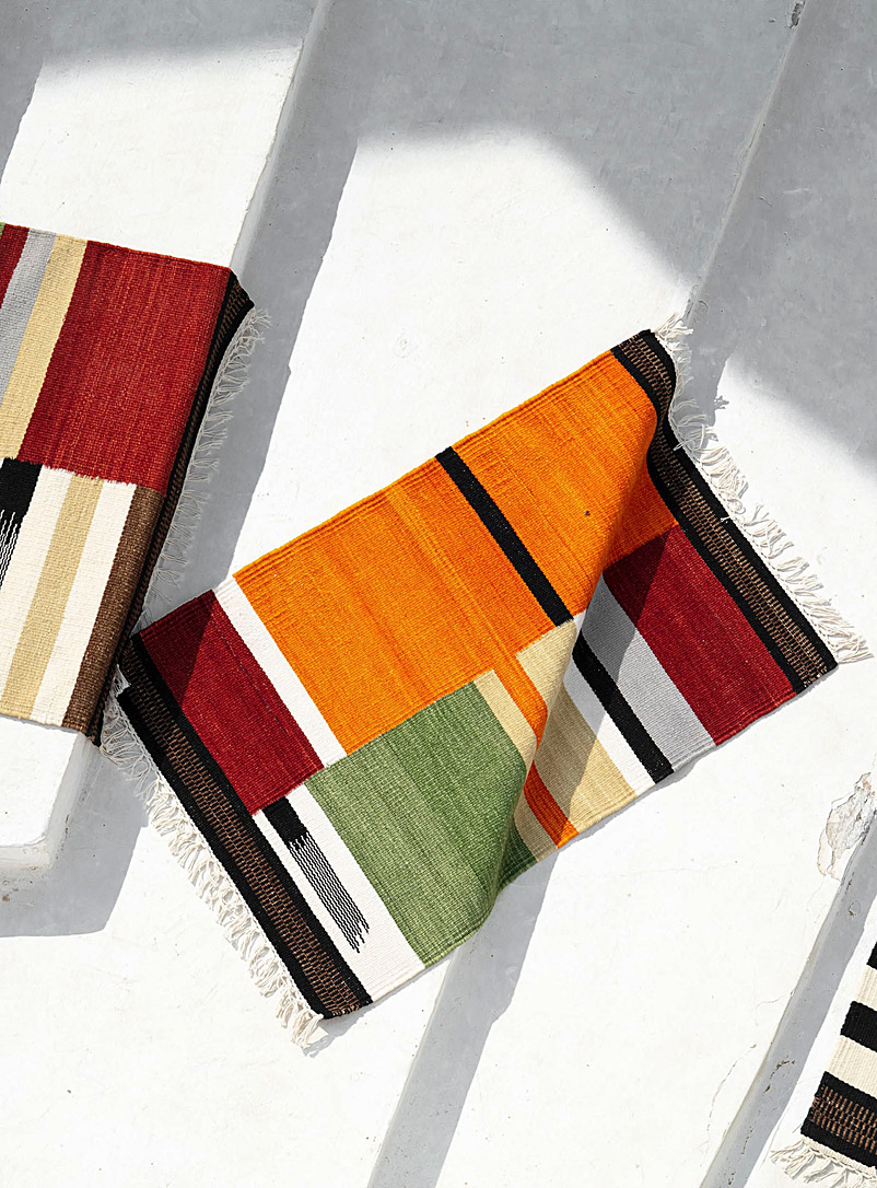 Mark Krebs Assorted Colourful stripes artisanal rug 60 x 90 cm