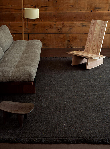 Mark Krebs: Le tapis artisanal mouchet&eacute; tiss&eacute; panier Voir nos formats offerts Gris ardoise