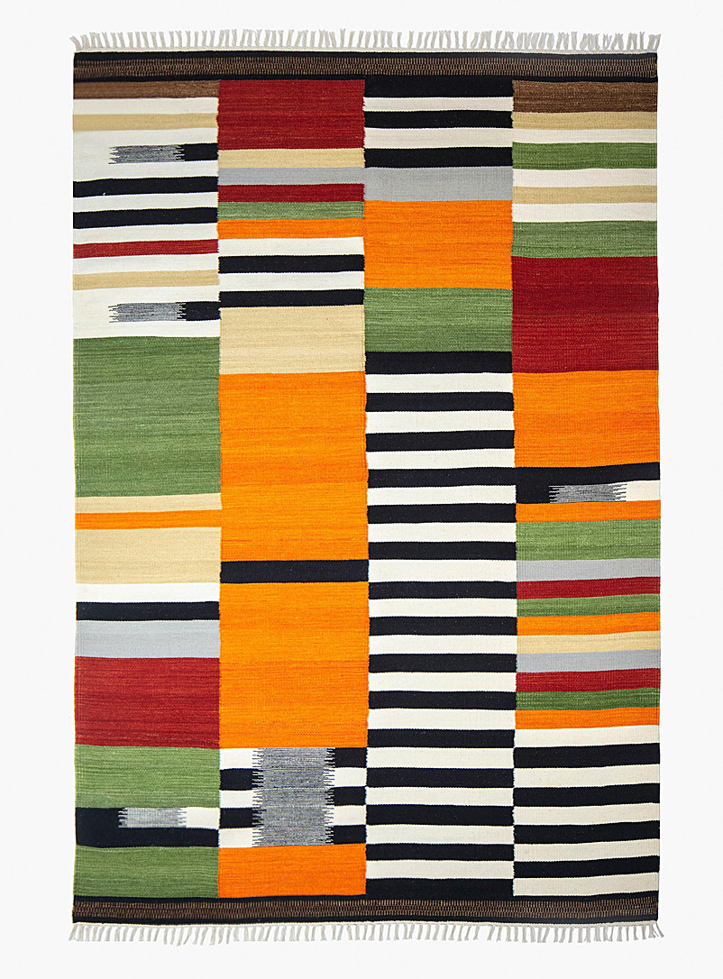 Colourful stripes artisanal rug See available sizes product image 2