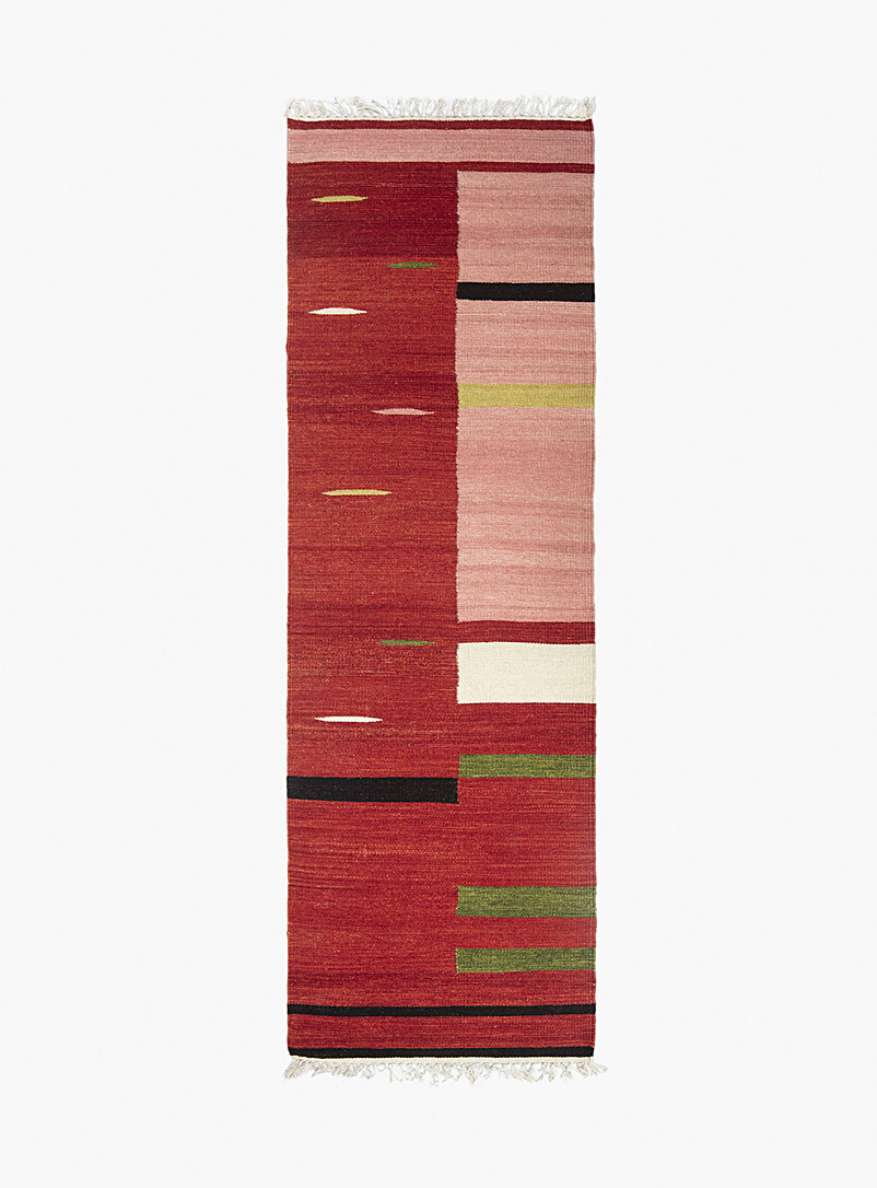 Red stripes artisanal hallway runner 70 x 215 product image 2