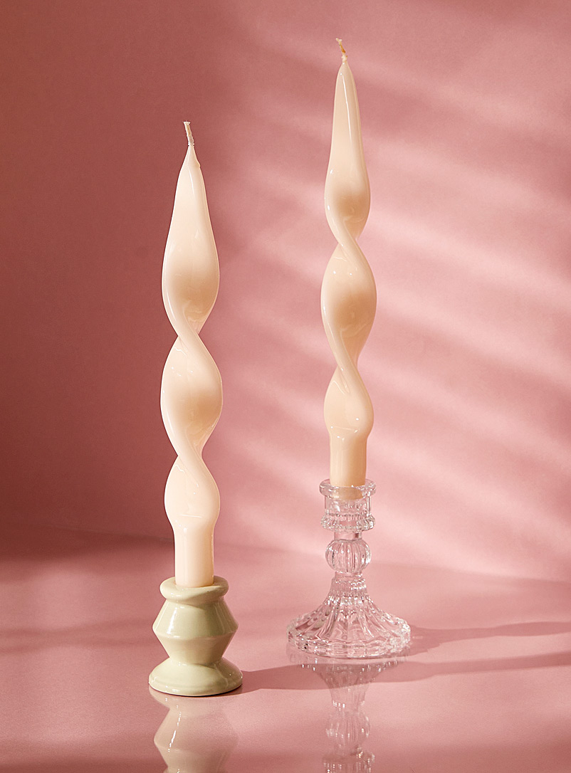 Simons Maison Ivory White Lacquered twisted candles Set of 2