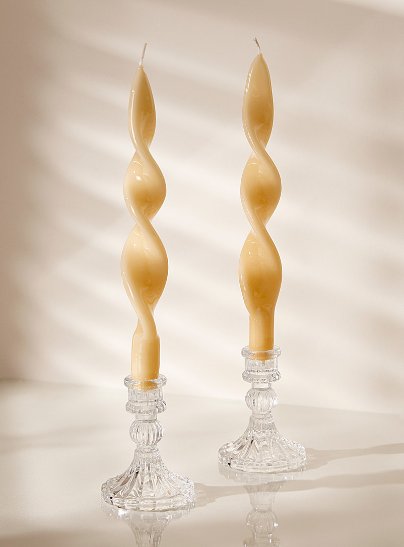 Simons Maison Medium Yellow Lacquered twisted candles Set of 2