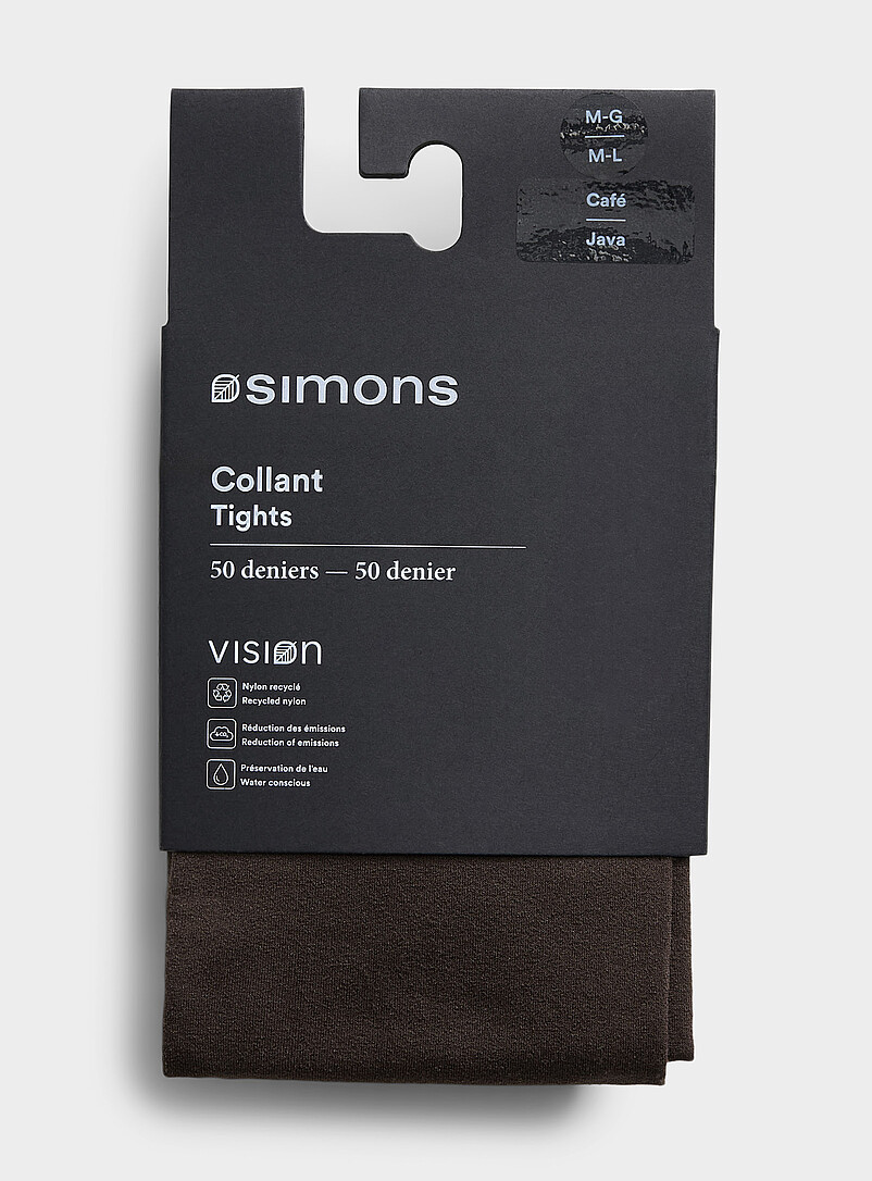 Simons: Le collant uni nylon recycl&eacute; 50 deniers - Semi-opaque Charbon pour femme