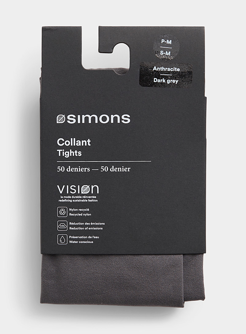 Simons: Le collant uni nylon recycl&eacute; 50 deniers - Semi-opaque Charbon pour femme