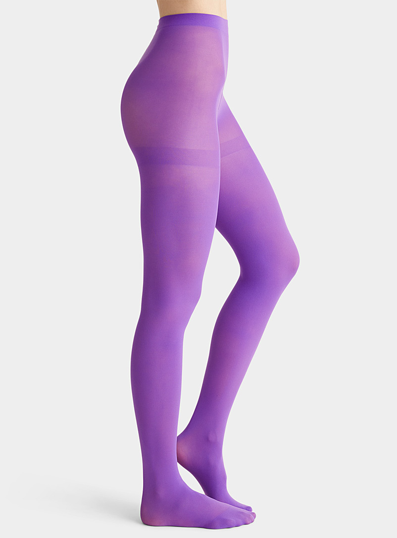 Simons Purple Solid colour recycled nylon tights for women