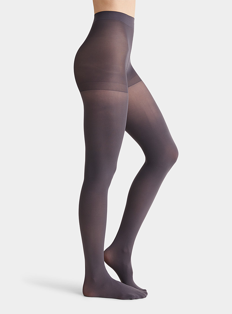 Simons Charcoal Built-in support solid tights for women