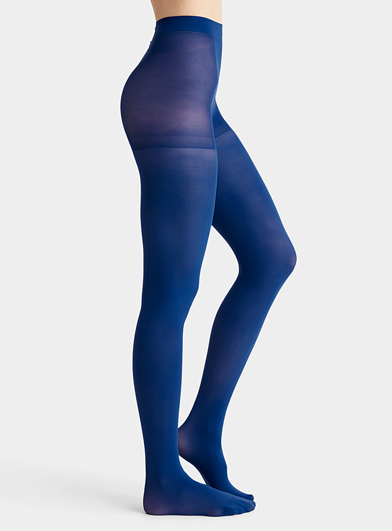 Simons Sapphire Blue Built-in support solid tights for women