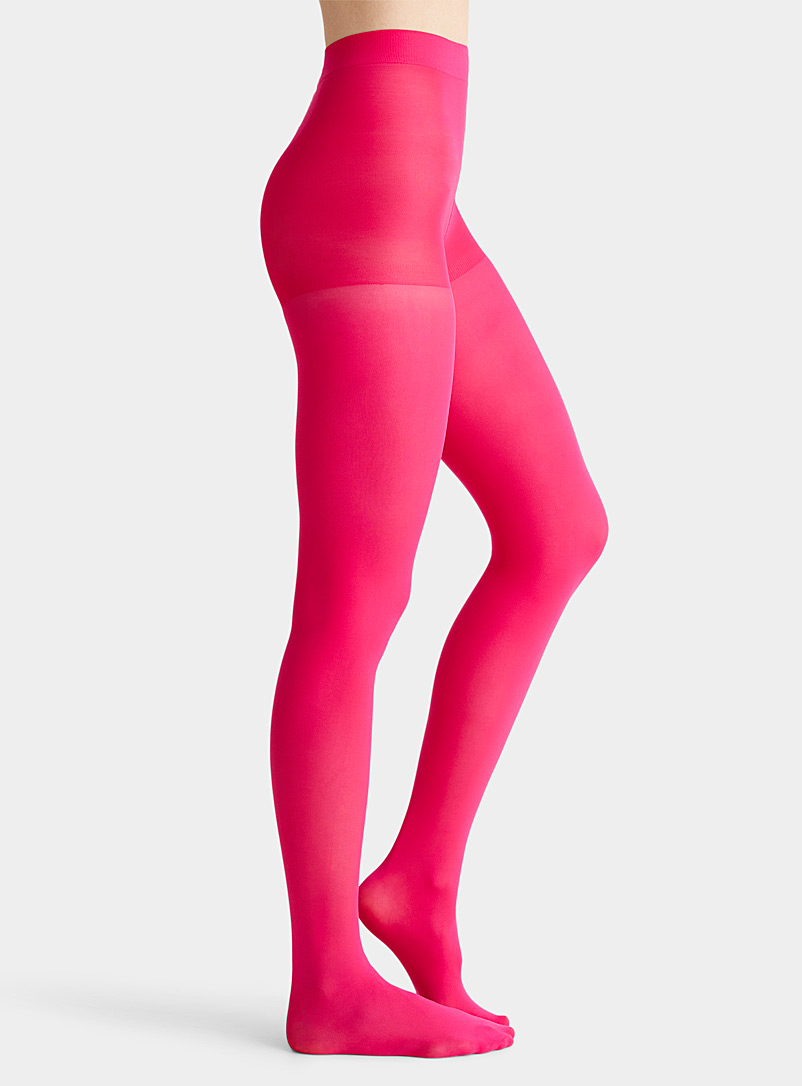 Simons Pink Built-in support solid tights for women