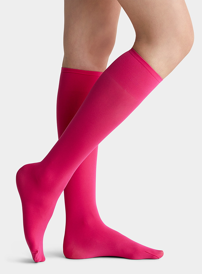 Simons Pink Recycled nylon solid knee-highs for women