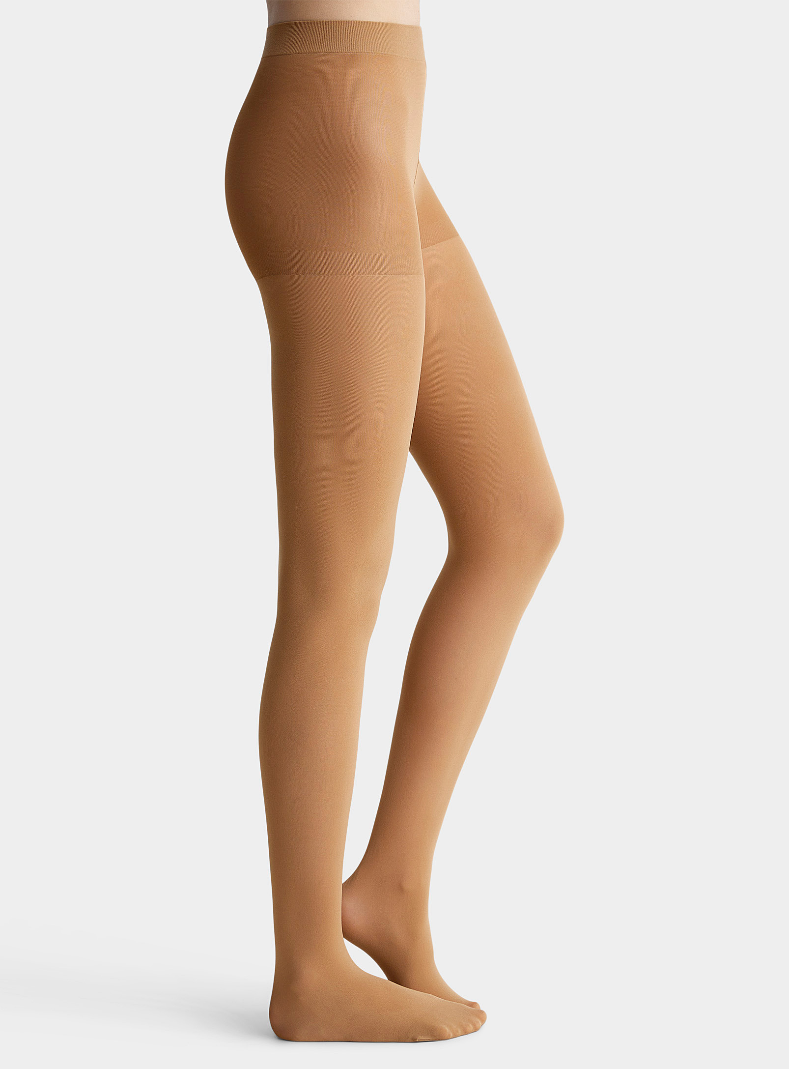 Simon's Solid Built-in Support Tights In Light Brown