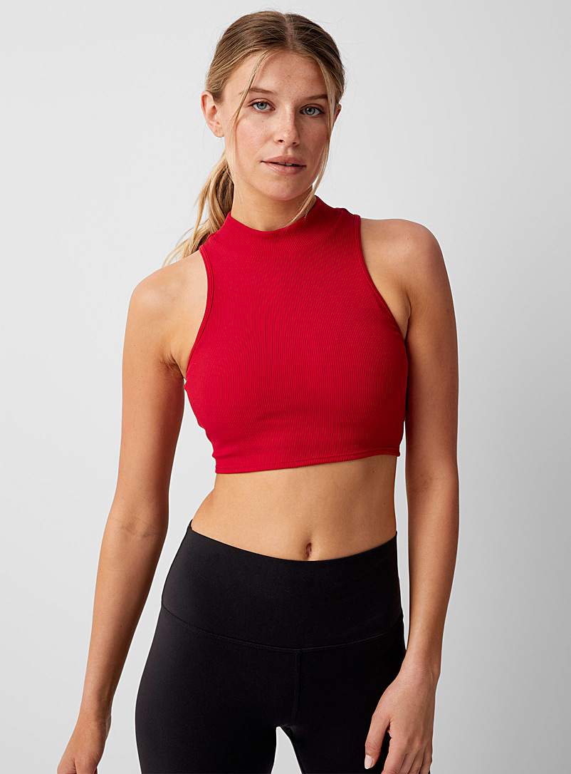  GHAKKE High Neck Half Zip Fitness Sports Bra Medium Support  Women Cross Back Padded Workout Yoga Crop Top Brassiere (Color : Red, Size  : X-Large) : Clothing, Shoes & Jewelry