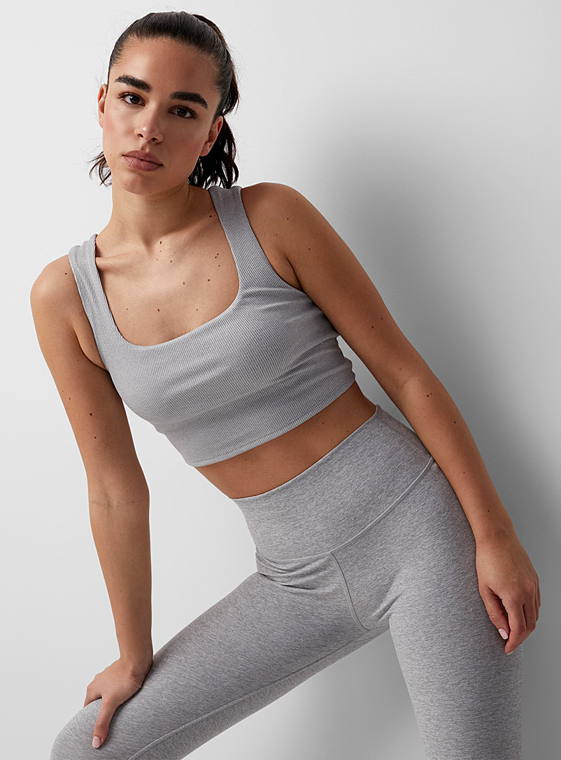 Square-neck ribbed cropped tank