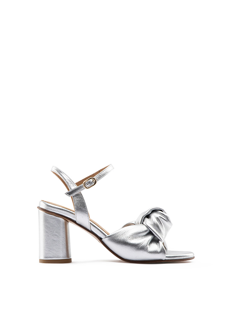 Maguire Silver Noto block-heel knotted sandals Women for error
