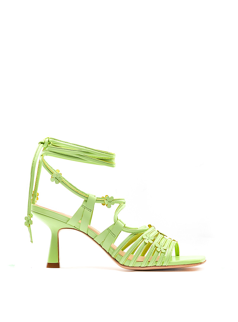 Maguire Lime Green Vitoria flowers and multi-strap heeled laced sandals Women for error