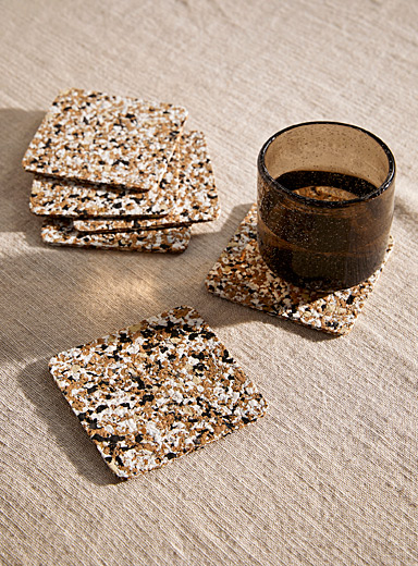 Terrazzo recycled cork coasters Set of 6