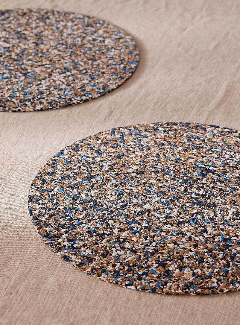 Simons Maison Blue Terrazzo recycled cork placemats Set of 2