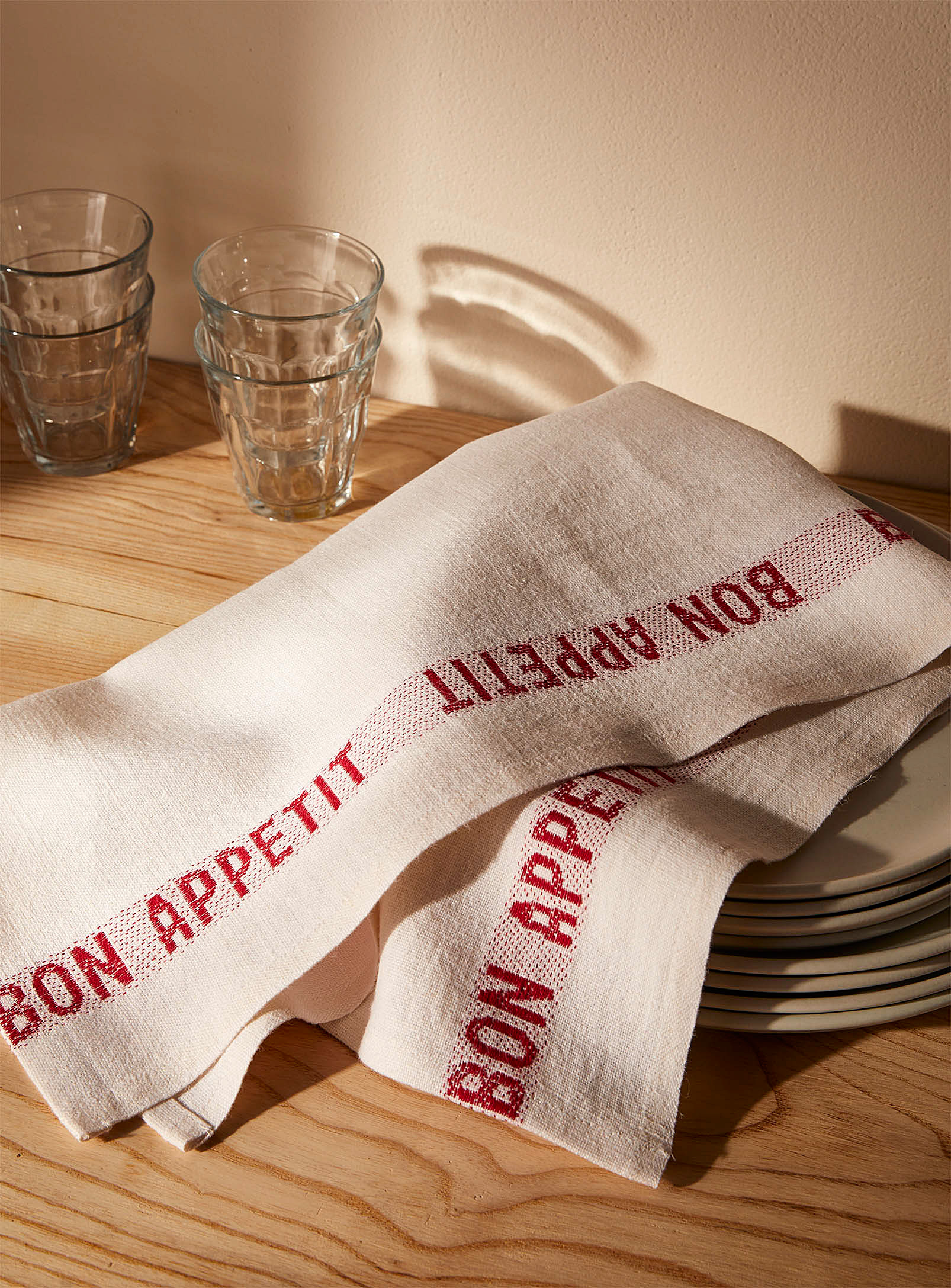 Charvet Editions Bon Appétit Pure Linen Tea Towel In Patterned White