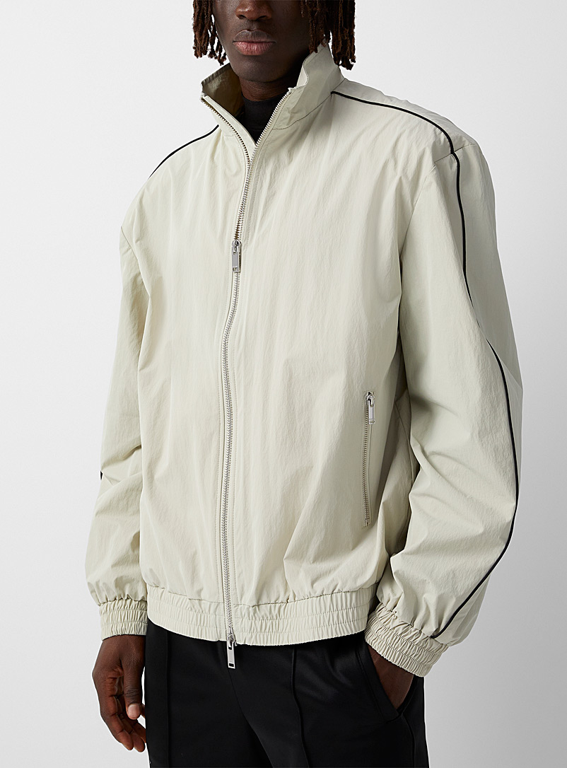 Han Kjøbenhavn Cream Beige Accent-piped nylon jacket for men