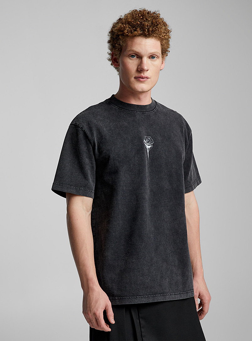 Han Kjøbenhavn Black Hand-drawn rose T-shirt for men