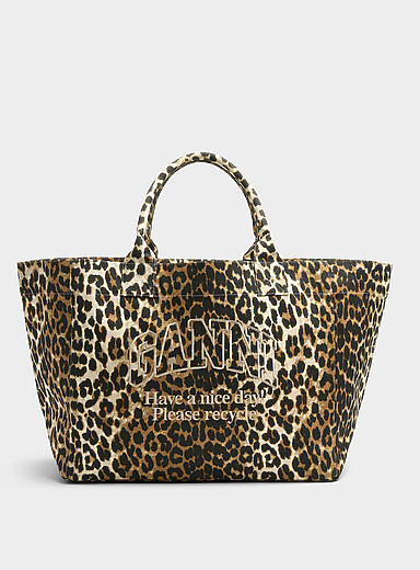 Sac Fourre-Tout Léopard Bontannd Pour Femmes - 36x37cm, Tissu Velours, Style Vintage - Idéal Shopping Et Voyage