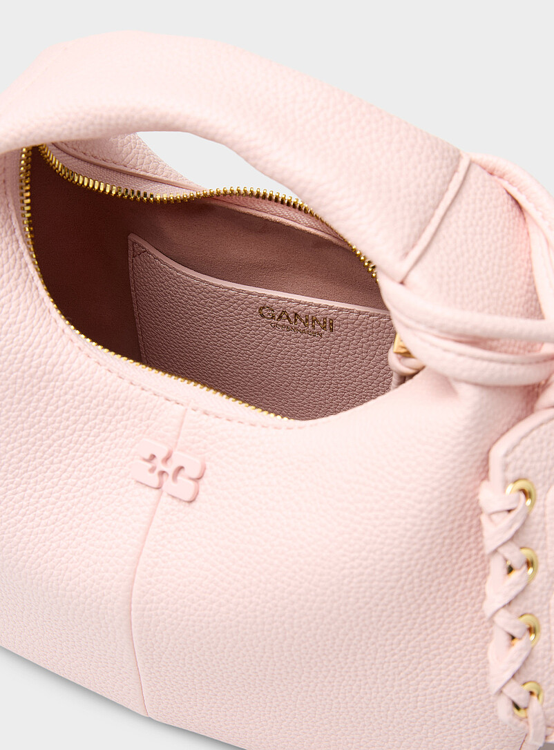 Ganni Pink Small light pink pebbled bag for women
