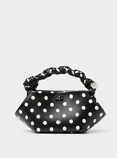Bou Mini polka-dotted braided-handle leather bag